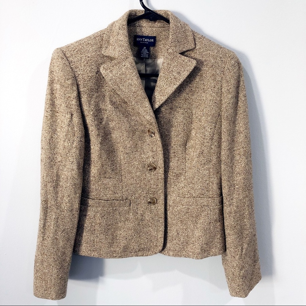 Ann Taylor Petite silk and wool blend tweed blazer